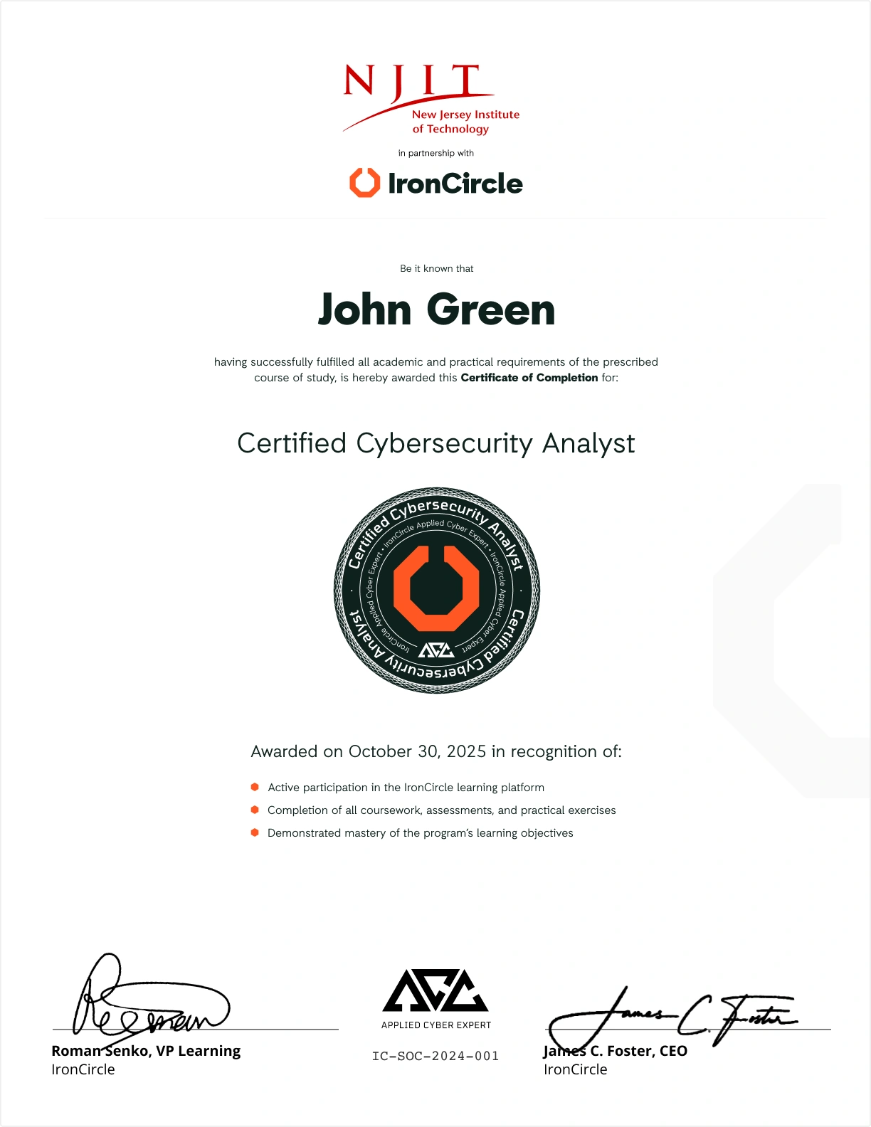 Co branded certificate of completion njit 2x