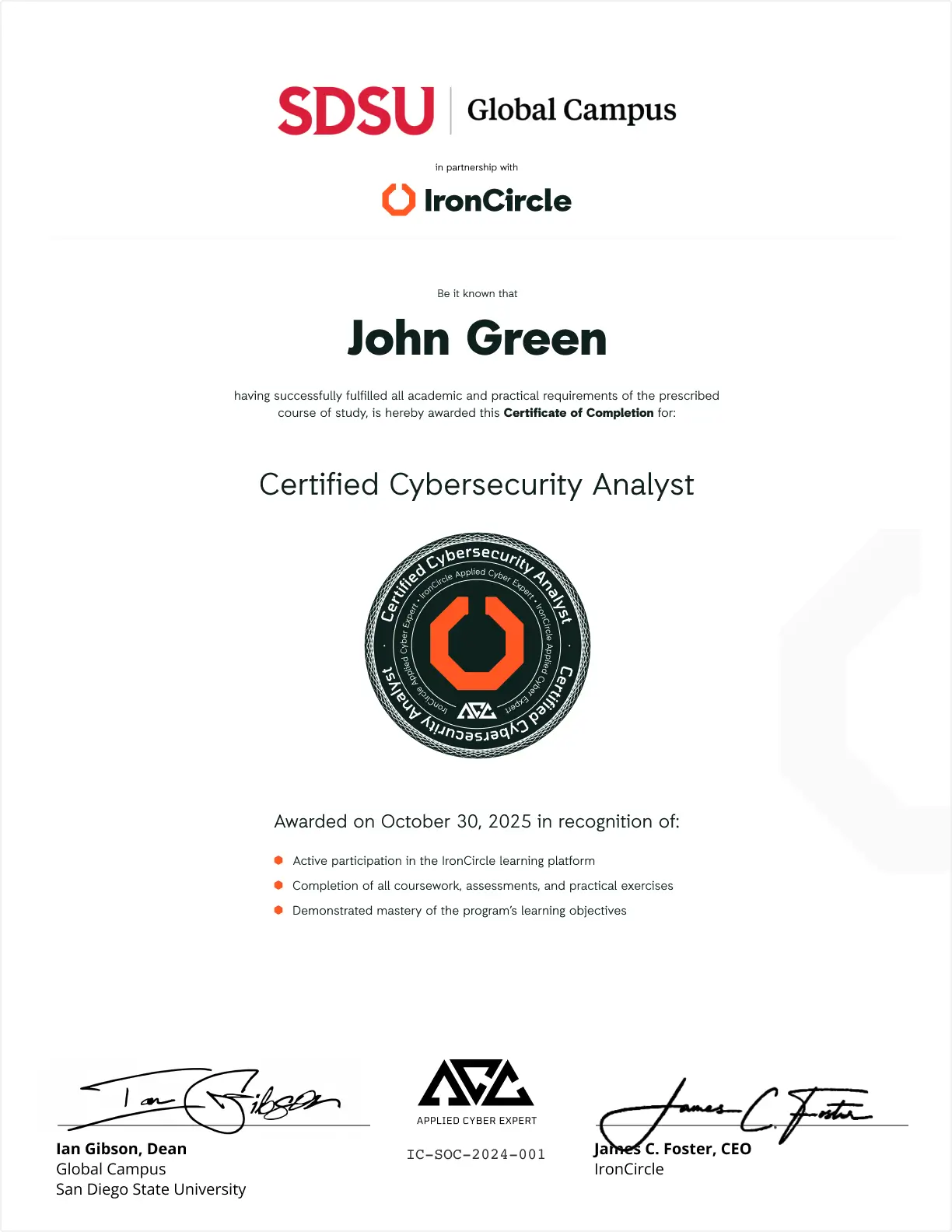 Co branded certificate of completion sdsu 2x